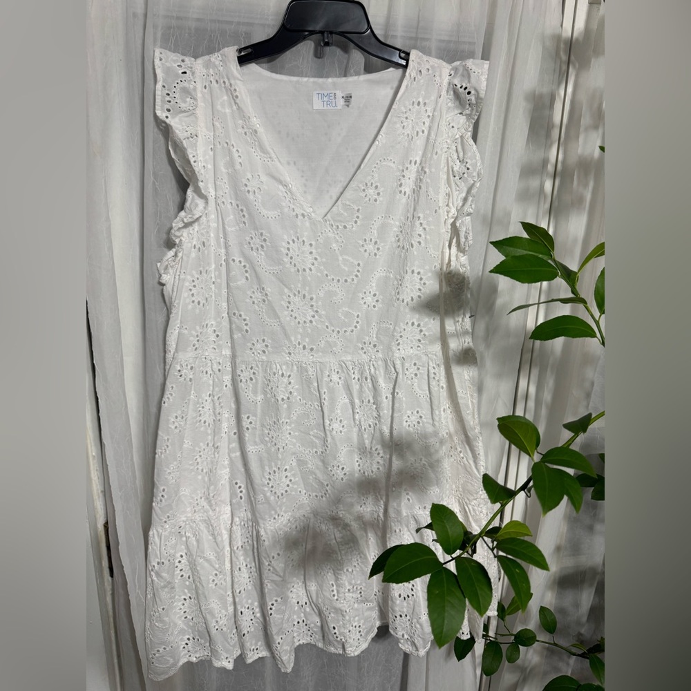 Time & Tru White Eyelet Dress size XL NWOT